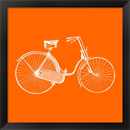 Framed Orange Bicycle Print