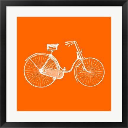 Framed Orange Bicycle Print