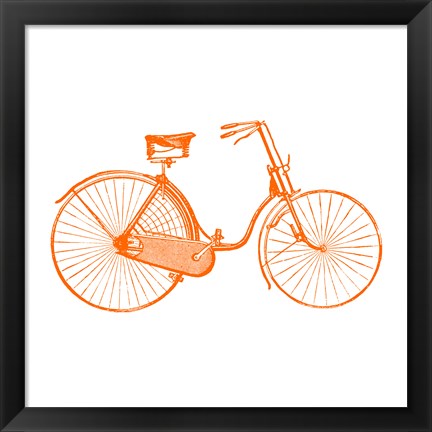 Framed Orange On White Bicycle Print