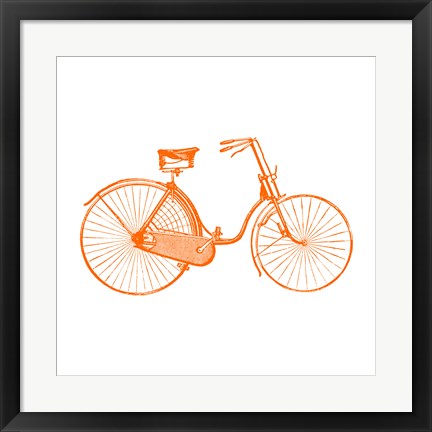 Framed Orange On White Bicycle Print