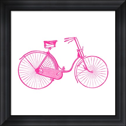 Framed Pink On White Bicycle Print