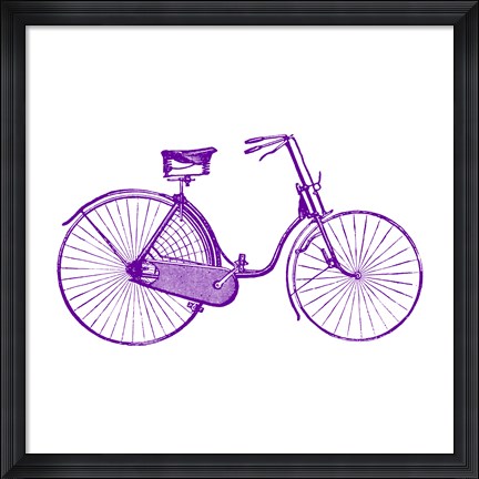 Framed Purple On White Bicycle Print
