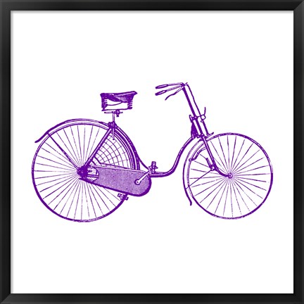 Framed Purple On White Bicycle Print