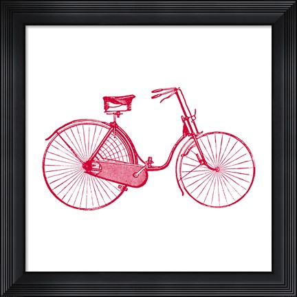 Framed Red on White Bicycle Print