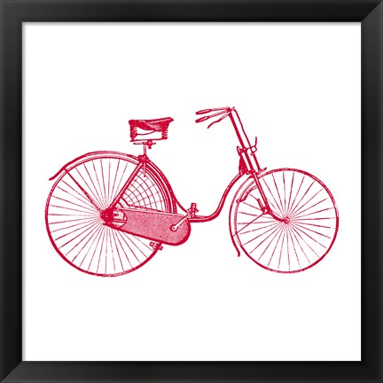 Framed Red on White Bicycle Print