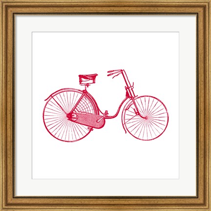 Framed Red on White Bicycle Print