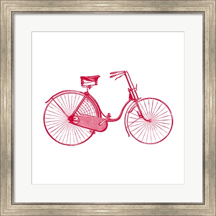 Framed Red on White Bicycle Print