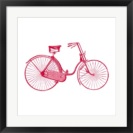 Framed Red on White Bicycle Print