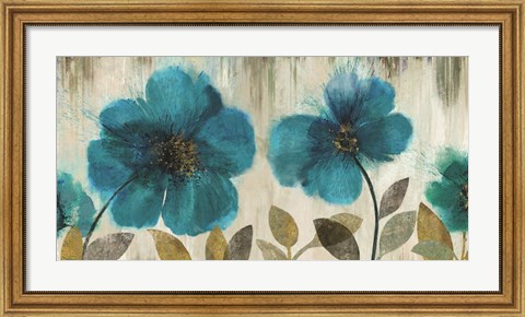 Framed Teal Flowers Print