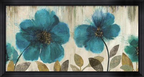 Framed Teal Flowers Print