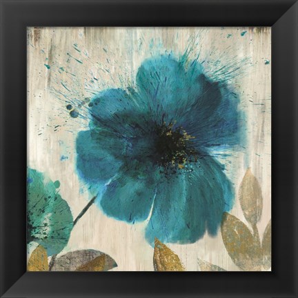 Framed Teal Splash I Print