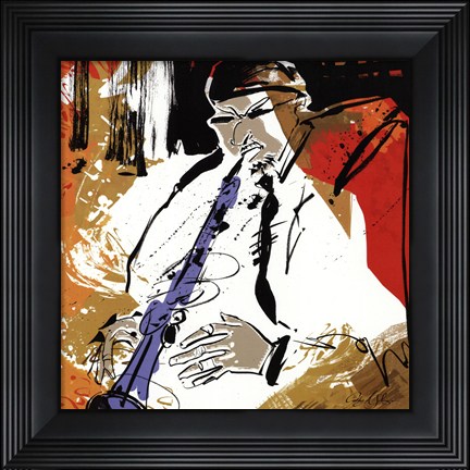 Framed Horn Player - mini Print