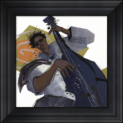 Framed Bass Player - mini Print