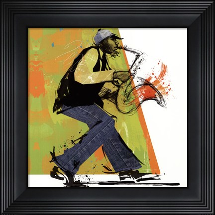 Framed Sax Player - mini Print