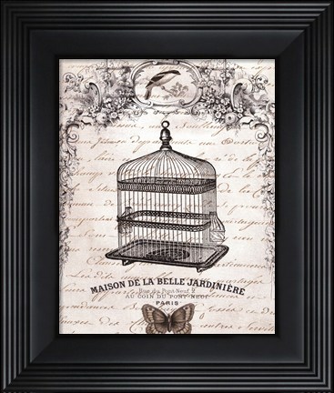 Framed French Birdcage II - mini Print