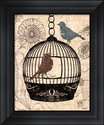 Framed Birds &amp; Blooms I Print
