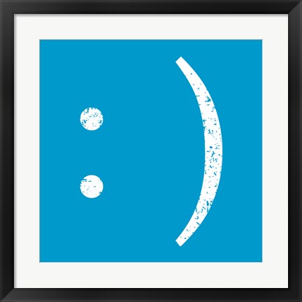 Framed Blue Smiley Print