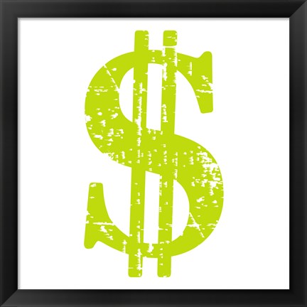 Framed Lime Dollar Sign Print