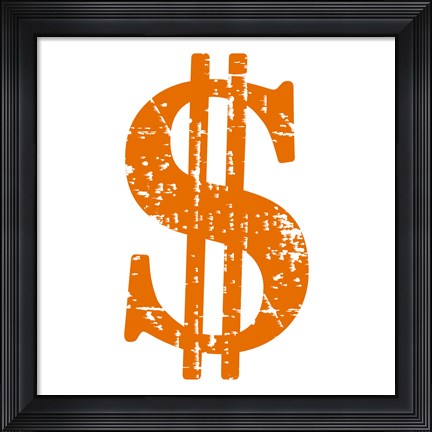 Framed Orange Dollar Sign Print