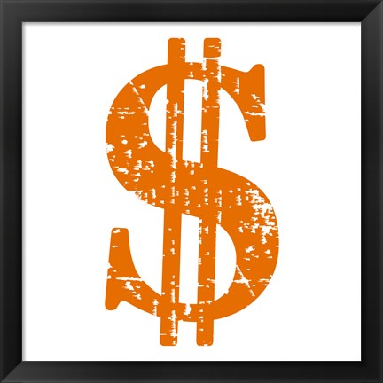 Framed Orange Dollar Sign Print