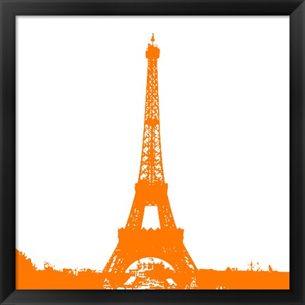 Framed Orange Eiffel Tower Print