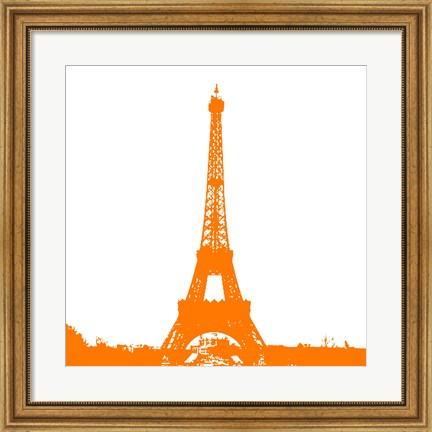 Framed Orange Eiffel Tower Print