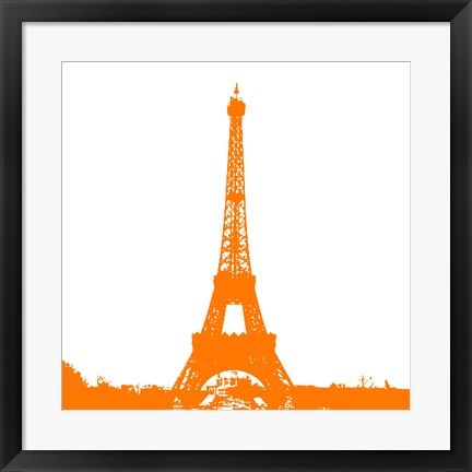 Framed Orange Eiffel Tower Print