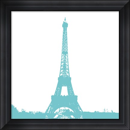Framed Aqua Eiffel Tower Print