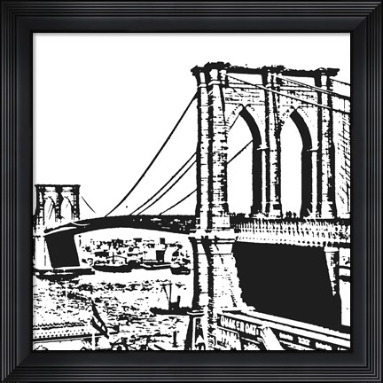 Framed Black Brooklyn Bridge Print