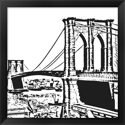 Framed Black Brooklyn Bridge Print