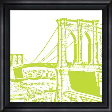 Framed Lime Brooklyn Bridge Print