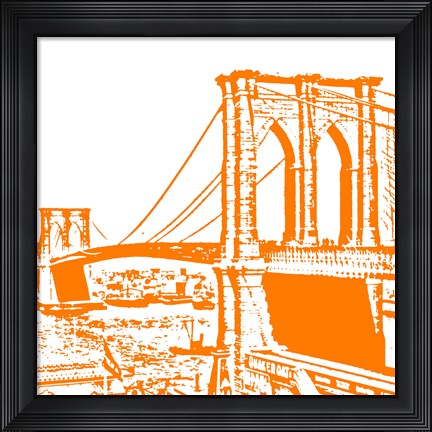 Framed Orange Brooklyn Bridge Print