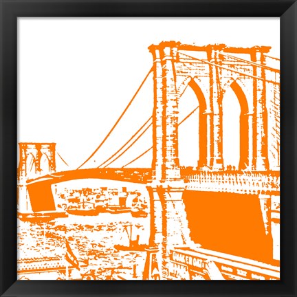 Framed Orange Brooklyn Bridge Print