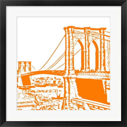 Framed Orange Brooklyn Bridge Print