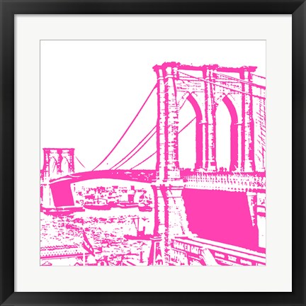 Framed Pink Brooklyn Bridge Print