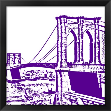 Framed Purple Brooklyn Bridge Print