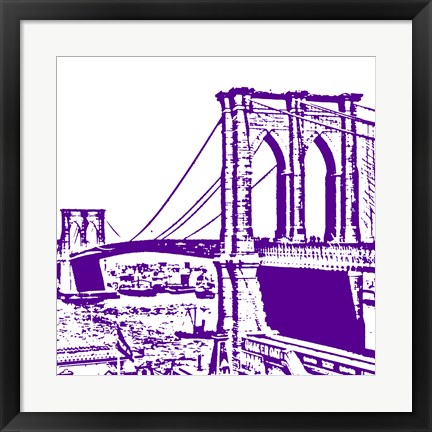 Framed Purple Brooklyn Bridge Print