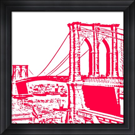 Framed Red Brooklyn Bridge Print