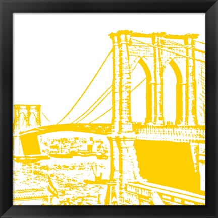 Framed Yellow Brooklyn Bridge Print