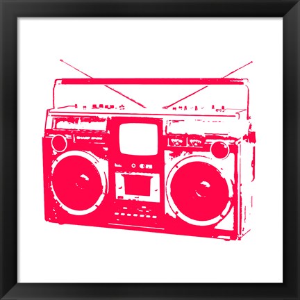 Framed Red Boom Box Print