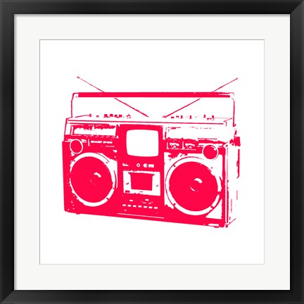 Framed Red Boom Box Print