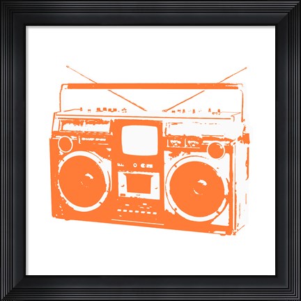 Framed Orange Boom Box Print
