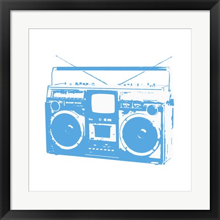 Framed Blue Boom Box Print