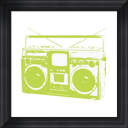 Framed Lime Boom Box Print