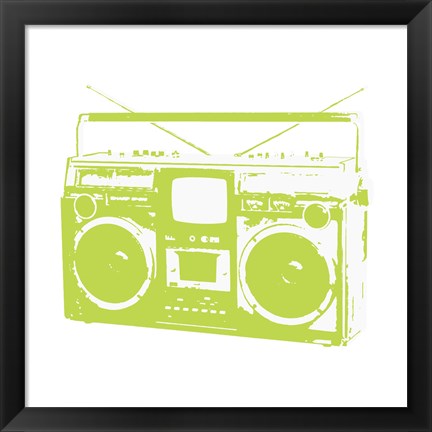 Framed Lime Boom Box Print