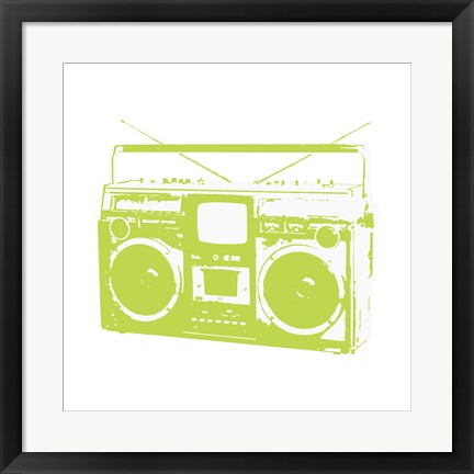 Framed Lime Boom Box Print