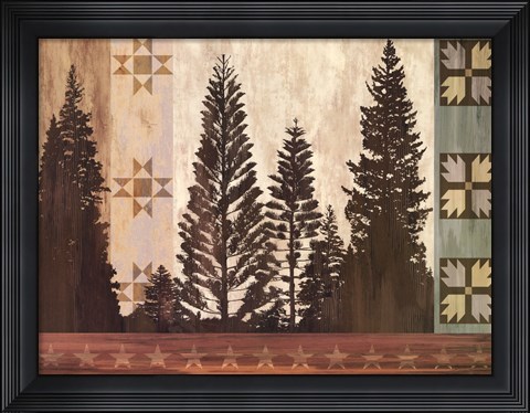 Framed Pine Trees Lodge II Print