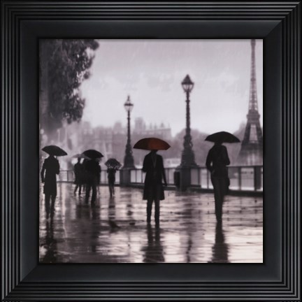 Framed Paris Red Umbrella Print