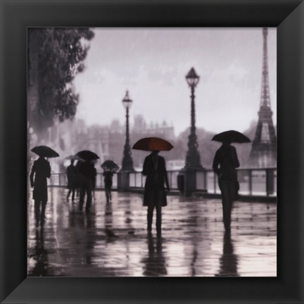 Framed Paris Red Umbrella Print