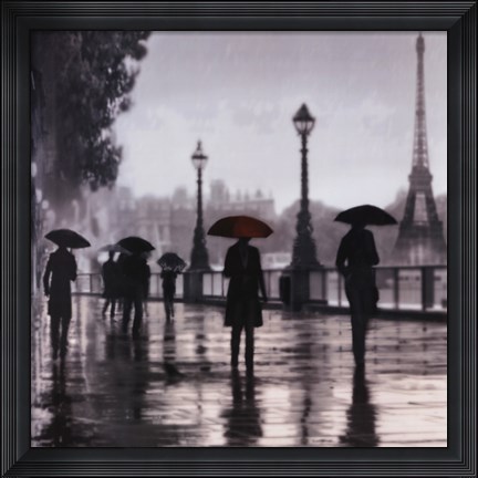Framed Paris Red Umbrella Print